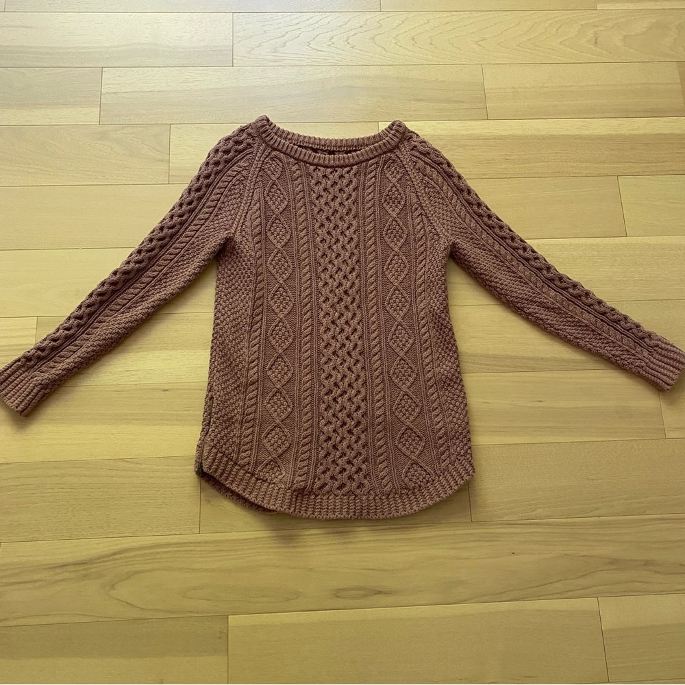 L.L. Bean Cable Knit Sweater in Dusty Rose